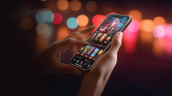A person using their device against a moody casino-themed background, illustrating the smooth re-entry process at 8E88VIP.